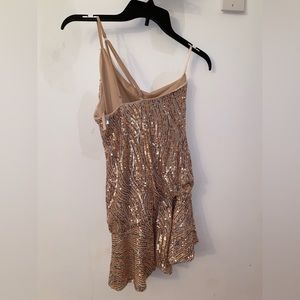 Champagne sequenced one shoulder dress